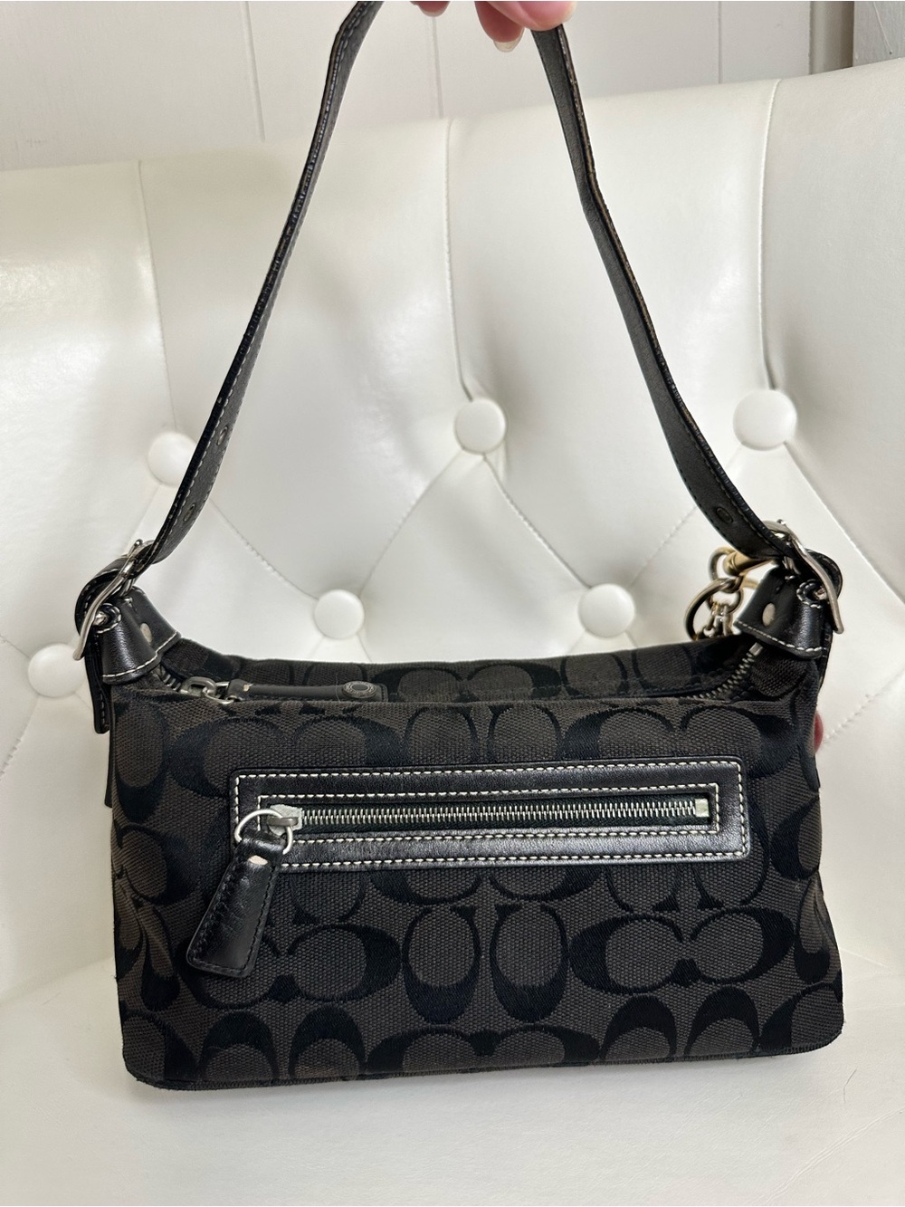 Coach Black Signature Jacquard Shoulder Bag with - Picture 2 of 5